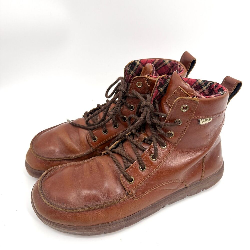 Lems Leather Boulder Boot Men US 13 Russet Brown Minimalist Lightweight Hiking